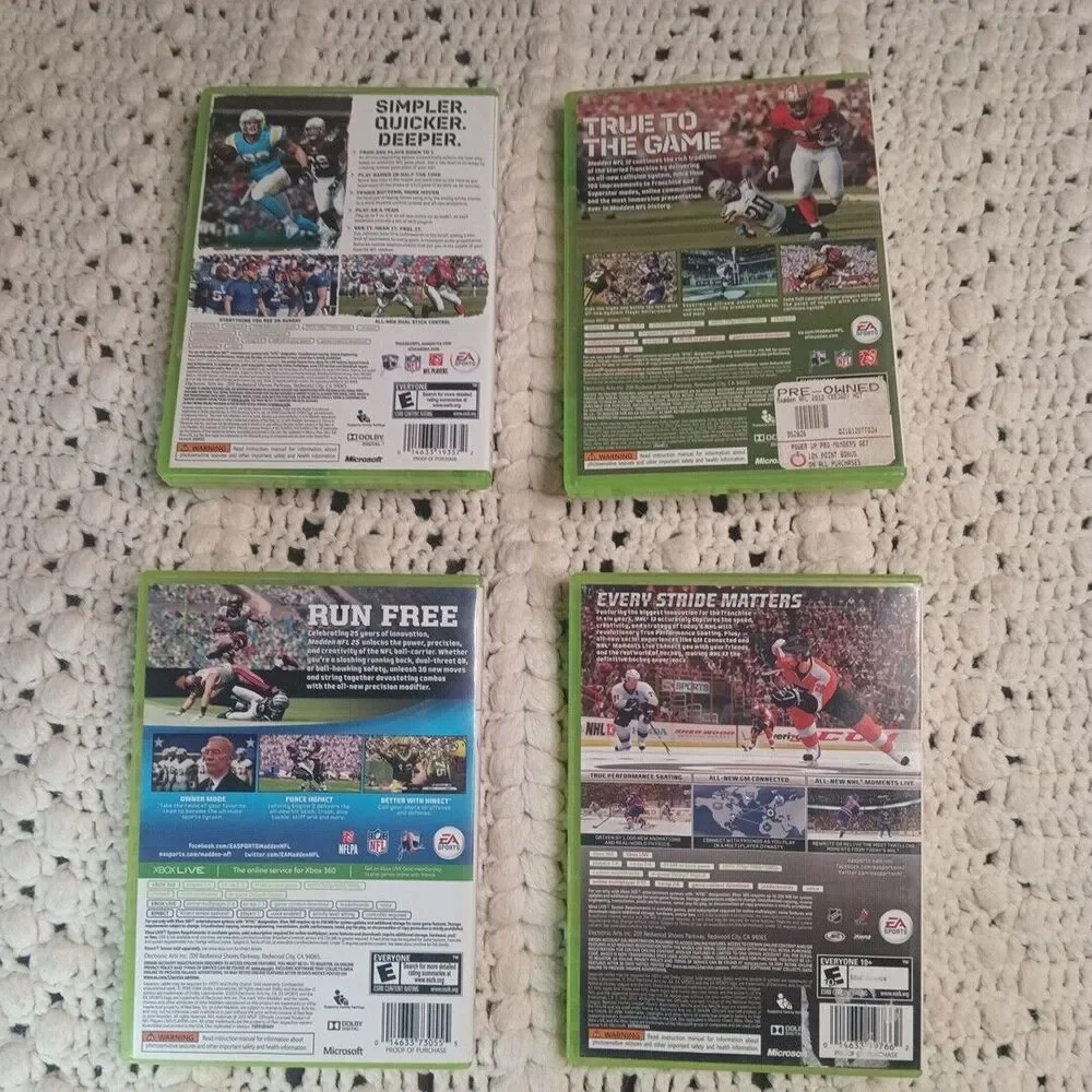 Madden NFL Football 11 12 & 25‎ NHL 13 For Xbox 360 Lot of 4 Games Working Games